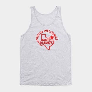 Austin Welcomes Mike Dukakis - Retro Political Campaign Button Tank Top